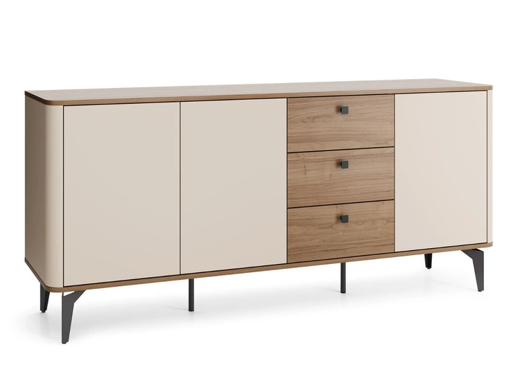 Kommode mit Türen und Schubladen, 180 cm, Arelis Kaschmir, Royal Nussbaum