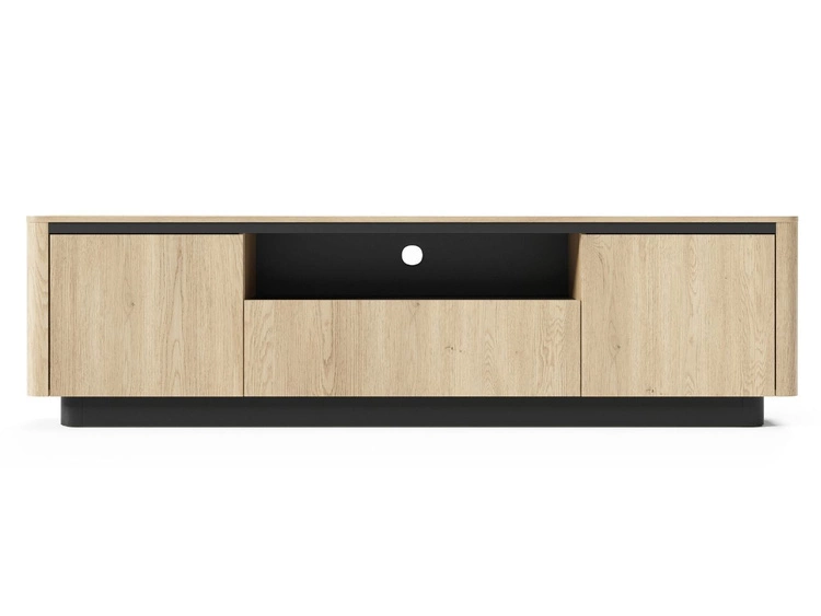 TV-Lowboard mit drei Türen Fascino Eiche Cremona / Schwarz