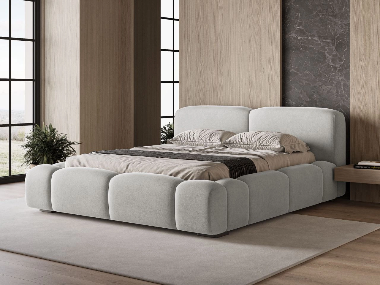 Polsterbett mit Bettkasten und Lattenrost 180x200 Aubi Grau