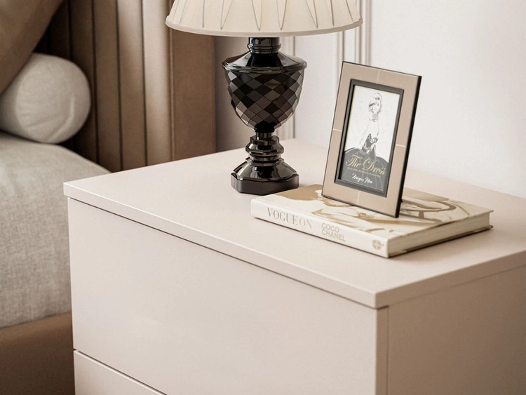 Nachttisch mit zwei Schubladen auf Schwarzen Beinen Nuveo Kaschmir