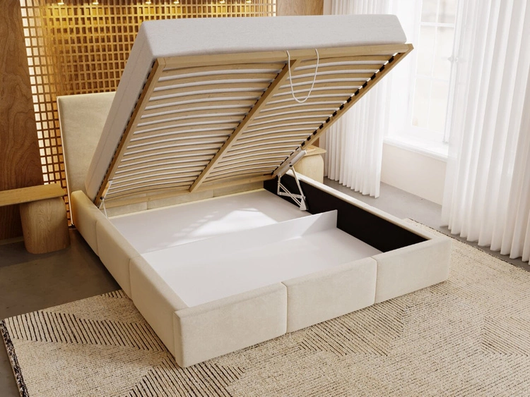 Polsterbett mit Bettkasten und Lattenrost 160x200 Lincoln Grau