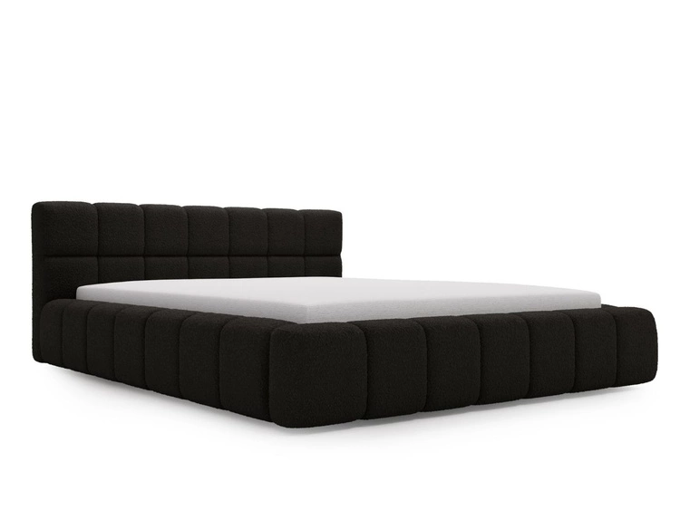 Polsterbett mit Bettkasten und Lattenrost 140x200 Alicante Boucle Schwarz