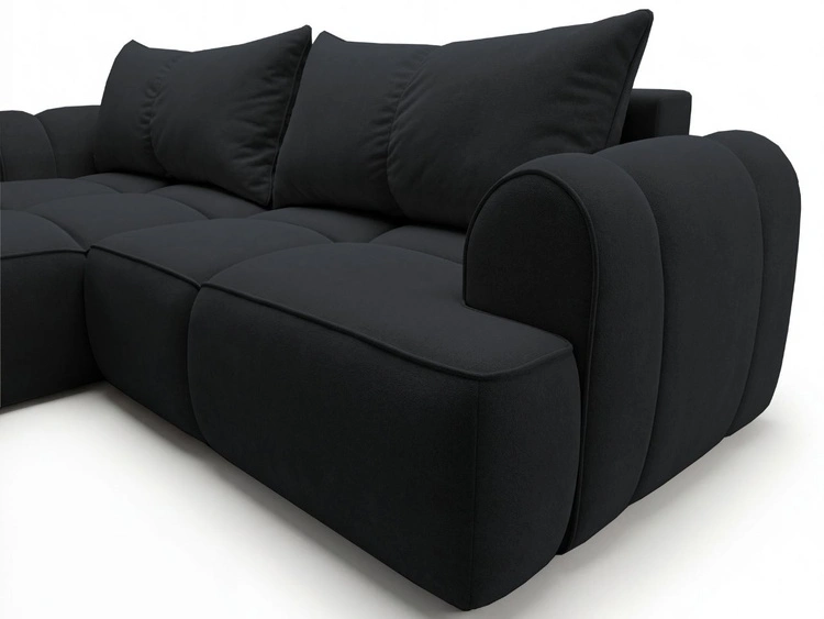 Ecksofa L-Form Links mit Schlaffunktion und Bettkasten Bonno Schwarz