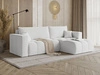 Ecksofa L-Form mit Schlaffunktion und Bettkasten Neva Bouclé-Stoff Weiß