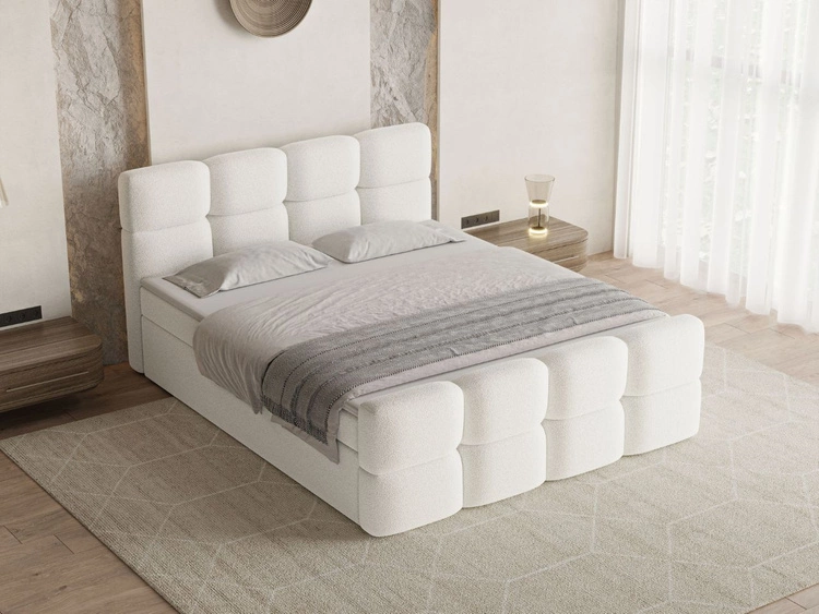 Boxspringbett mit Bettkasten 120x200 Rivon Creme