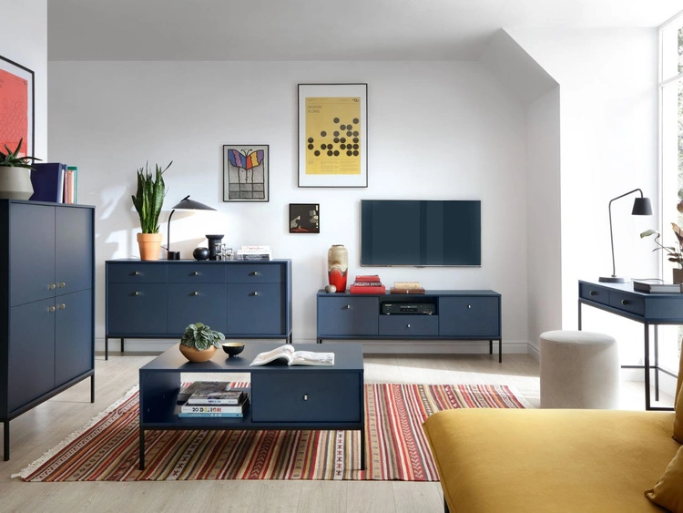 Schminktisch mit Schwarz Metallbeinen Amor Marineblau