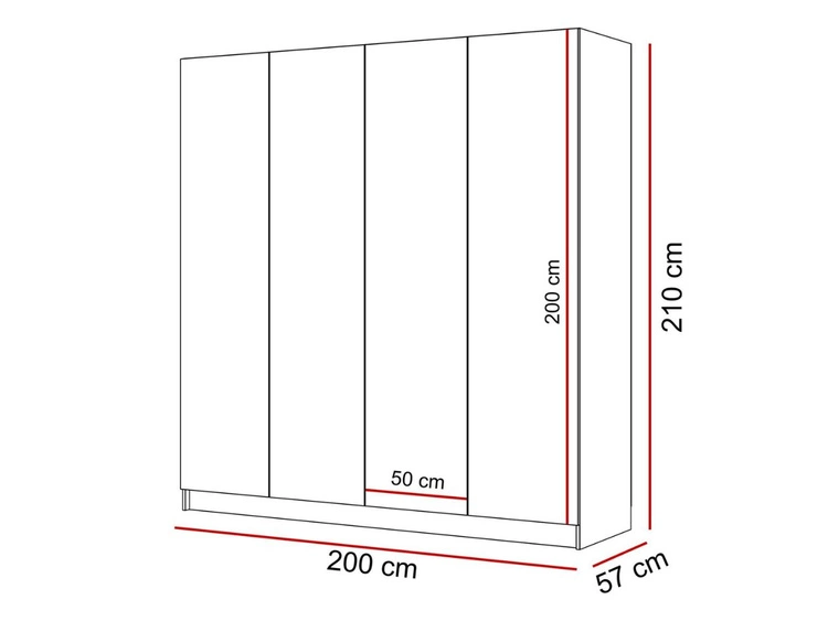 Viertüriger Kleiderschrank mit Drehtüren, Schubladen und Spiegeln Ameli Kaschmir