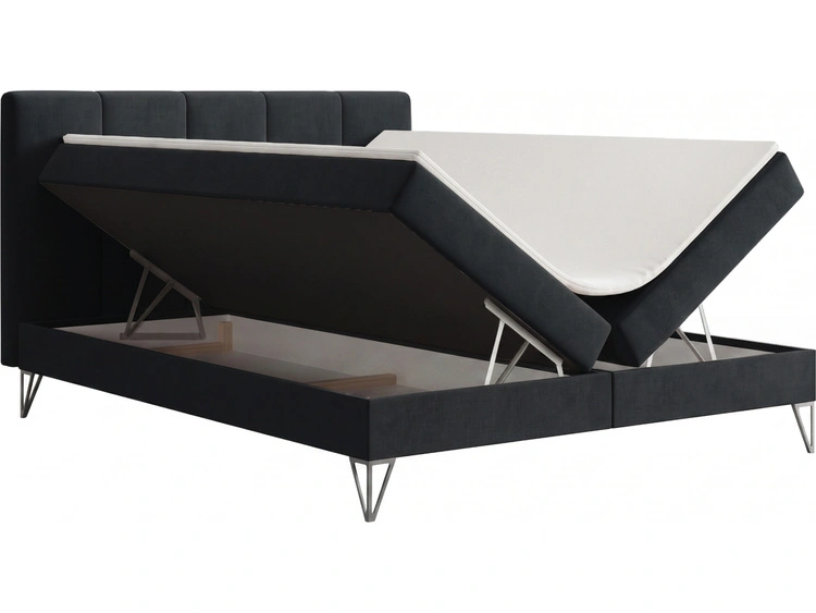 Boxspringbett mit Bettkasten 120x200 Vendi grau