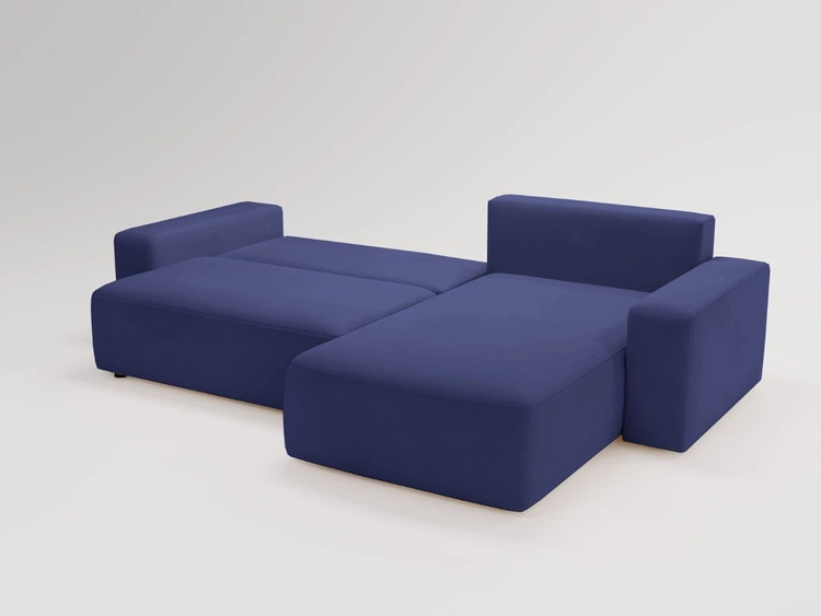 Ecksofa L-Form Rechts mit Schlaffunktion und Bettkasten Tazones Dunkelblau