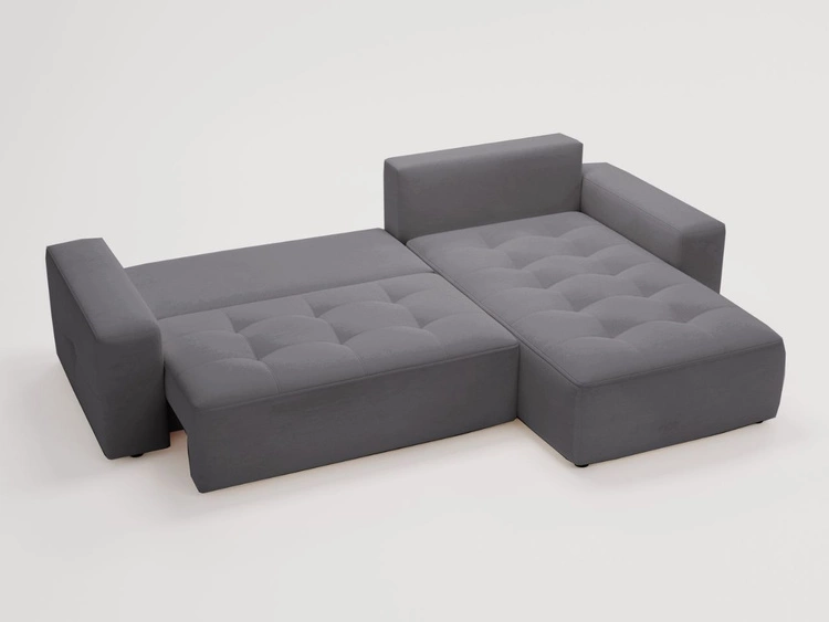 Ecksofa L-Form Rechts mit Schlaffunktion und Bettkasten Portland Grau