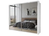 Schwebetürenschrank Zweitüriger mit Aufsatz und Spiegeln 254 cm Nuveo Weiß Hochglanz