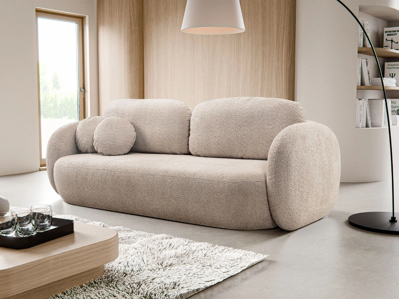 Schlafsofa mit Bettfunktion und Bettkasten Oreo Beige