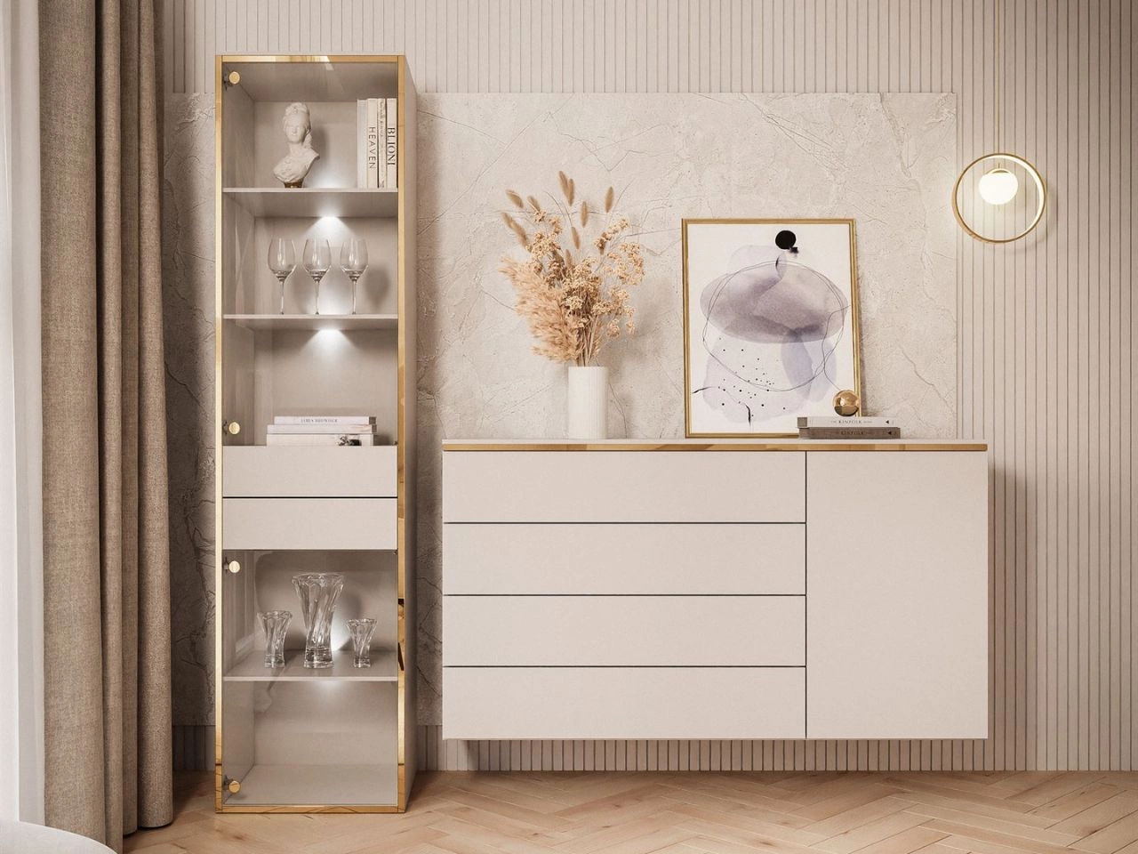 Wohnzimmer-Set mit LED-Beleuchtung im Glamour-Stil Evare Kaschmir