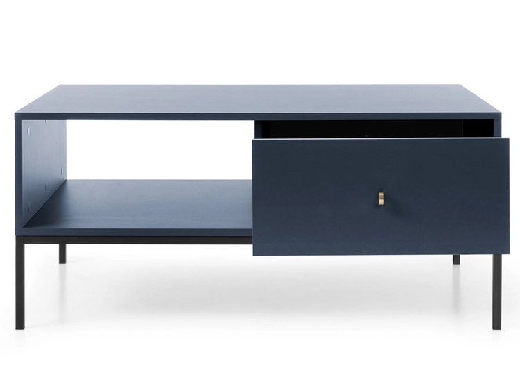 Couchtisch mit Stauraum und Schwarz Metallbeine Amor Marineblau