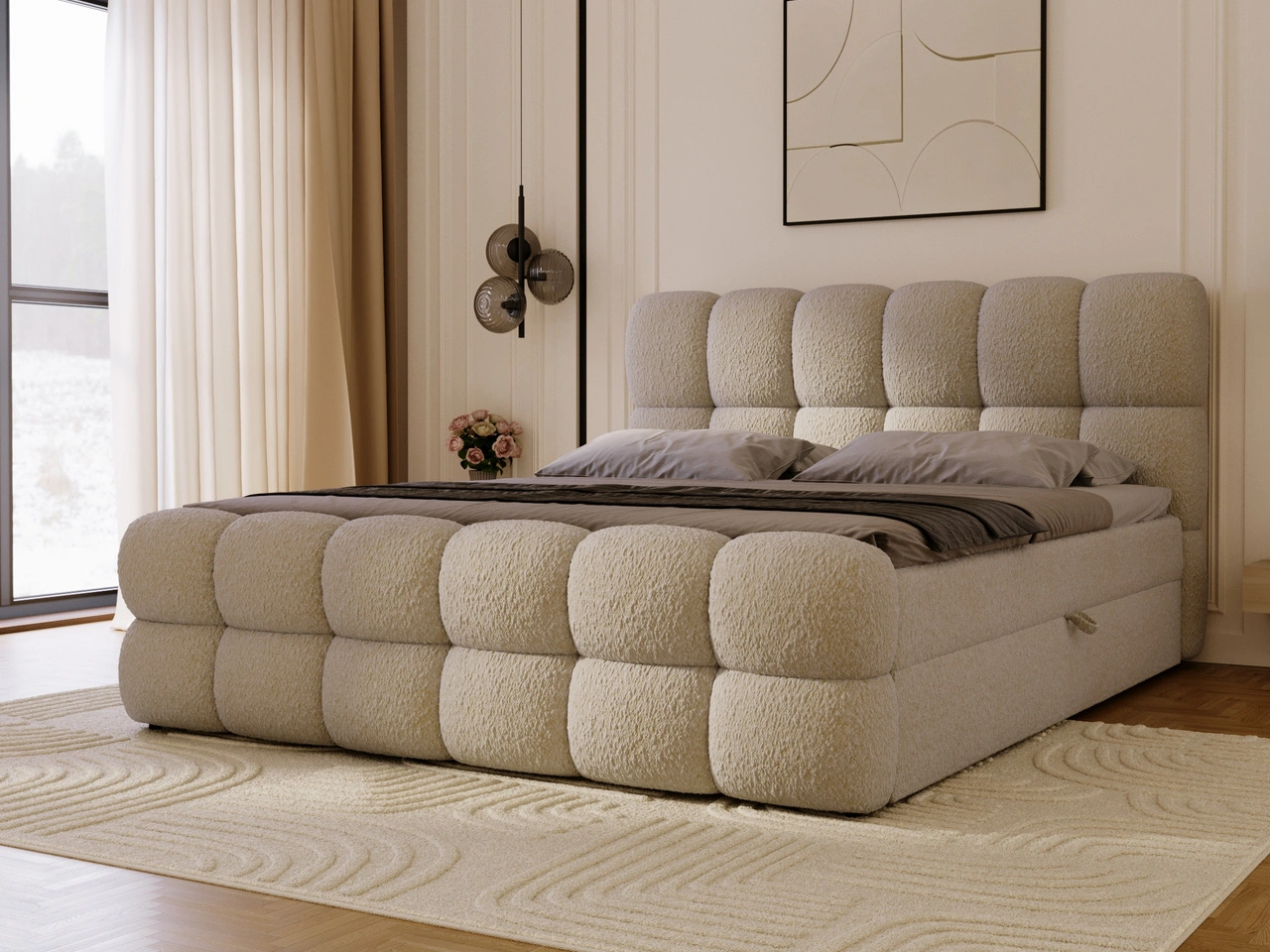Boxspringbett mit Bettkasten 180x200 Modo Dunkelbeige