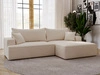 Ecksofa L-Form Rechts mit Schlaffunktion und Bettkasten California Beige