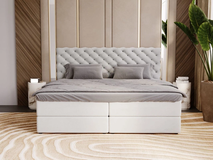 Boxspringbett mit Bettkasten 140x200 Bergamo Hellgrau