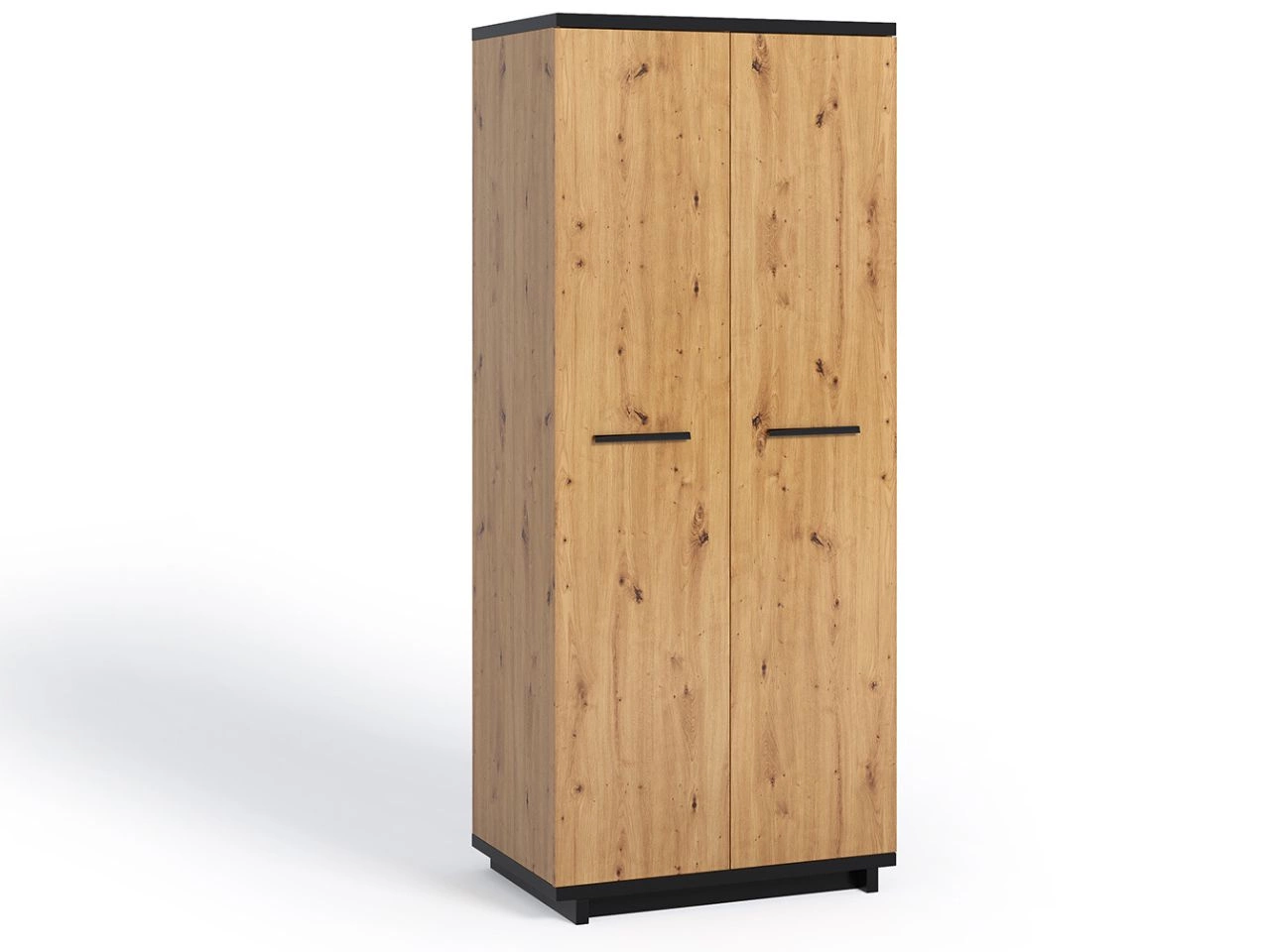 Kleiderschrank mit Spiegel Lenes Artisan Eiche, Schwarz