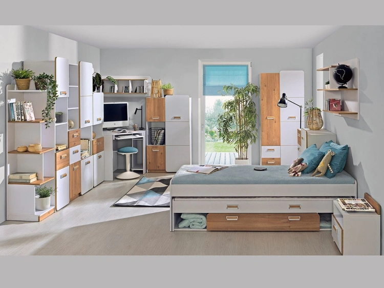 Bücherregal mit Bücherregalen Lindo Weiß, Nash Eiche