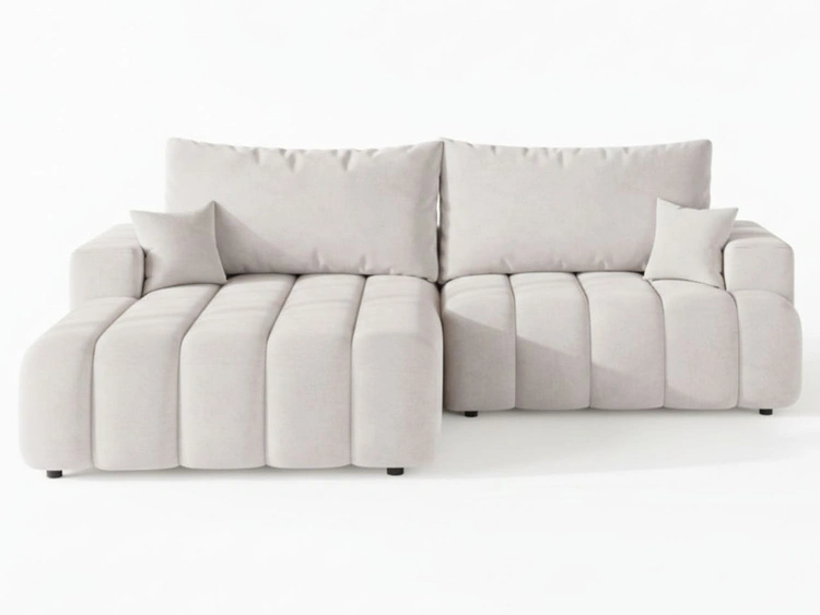 Ecksofa L-Form Links mit Schlaffunktion und Bettkasten Caleo Creme