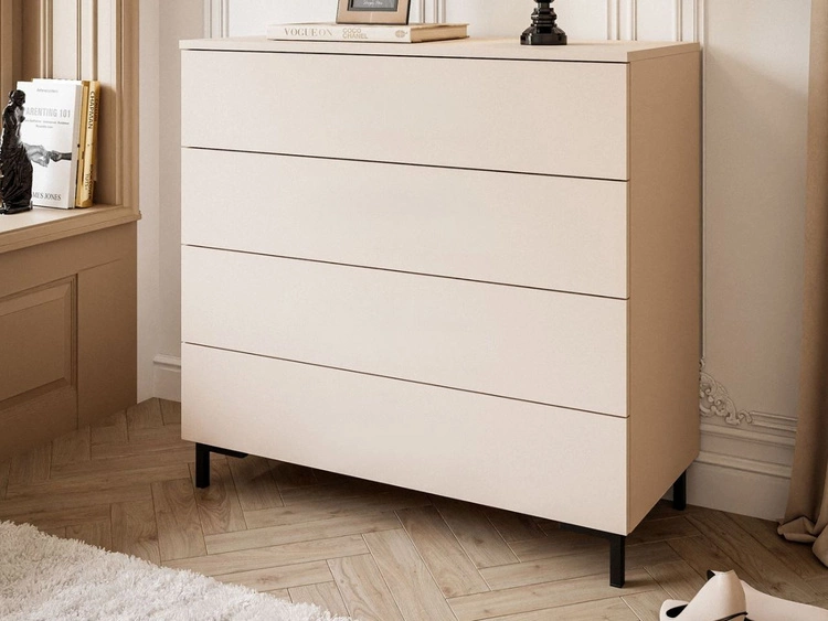 Kommode mit Schubladen und LED-Beleuchtung auf Schwarzen Beinen Nuveo Kaschmir