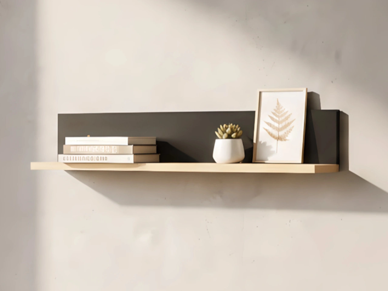 Langes Hängeregal 90 cm für das Wohnzimmer Lavore Wotan Eiche, Schwarz matt