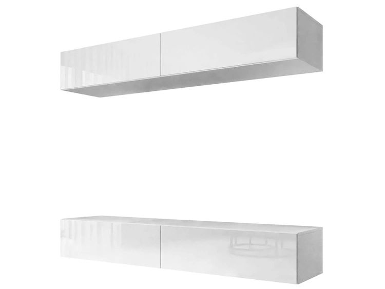 Hängende Wohnwand mit LED-Beleuchtung für das Wohnzimmer Sorelle Weiß Hochglanz