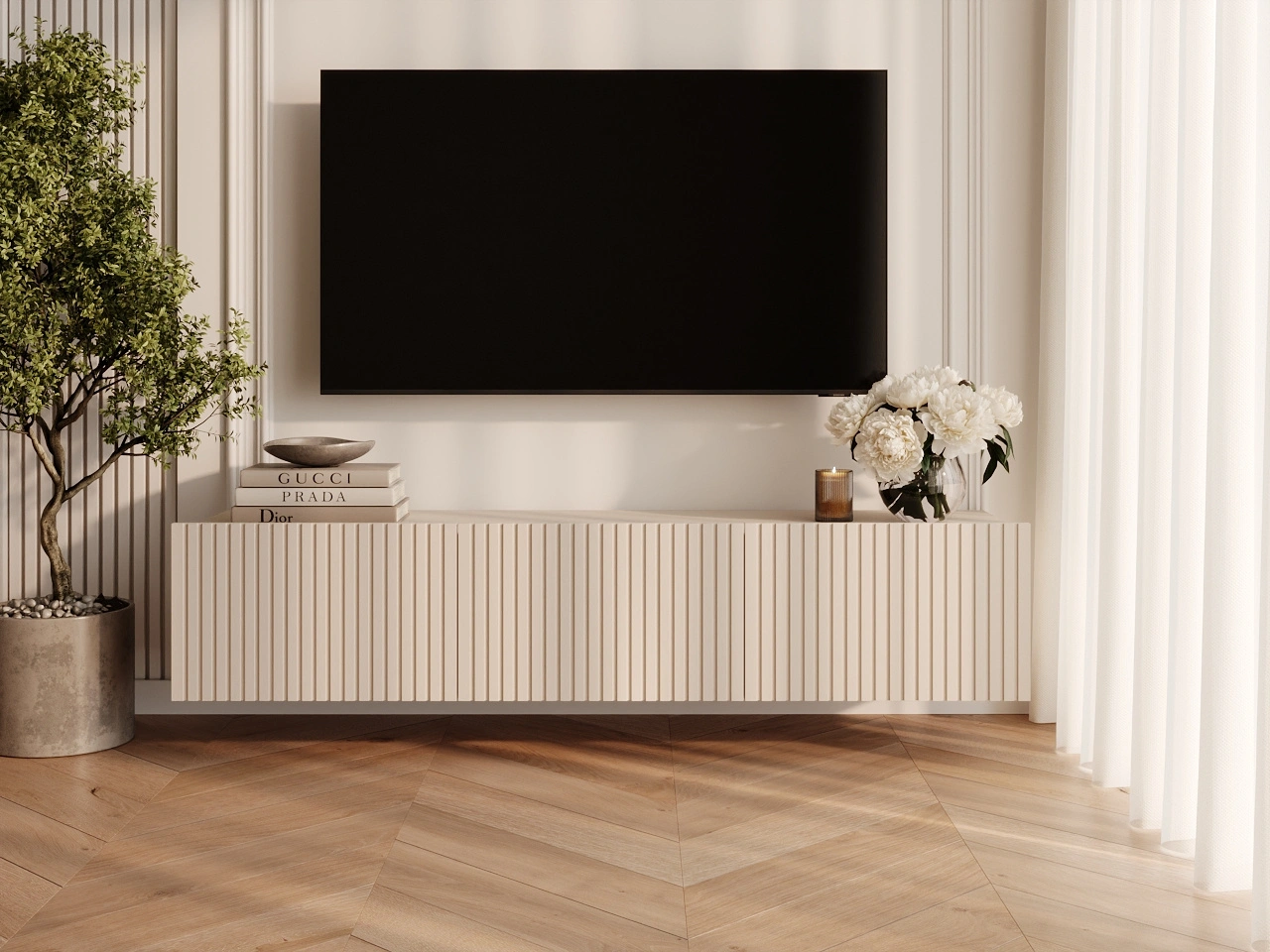 TV-Lowboard mit Türen 150 cm Kioto Cashmere