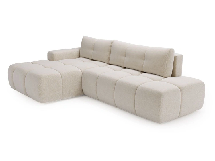Ecksofa L-Form Links mit Schlaffunktion und Bettkasten Montero Creme