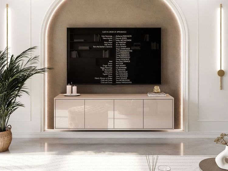 Hängender TV-Schrank mit Türen Vivance Kaschmir Hochglanz