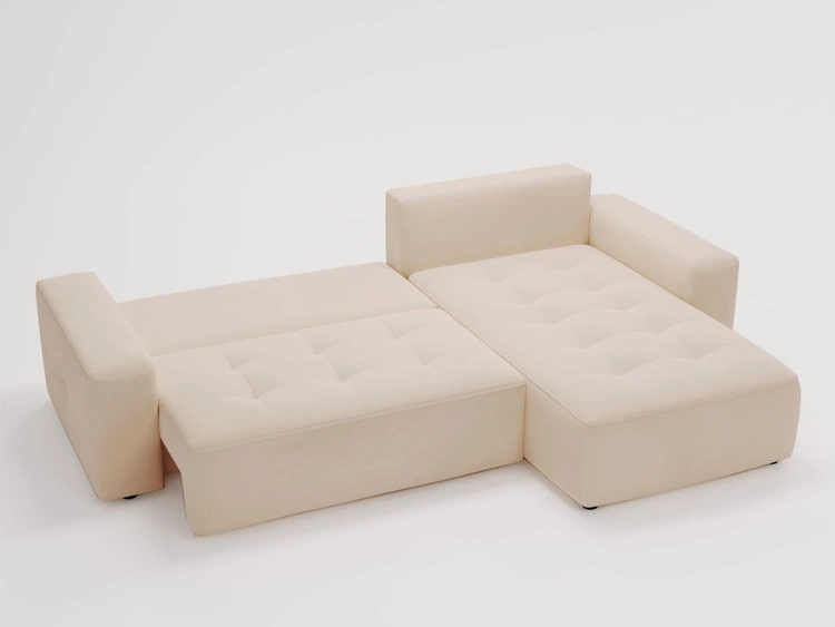 Ecksofa L-Form Rechts mit Schlaffunktion und Bettkasten Portland Beige