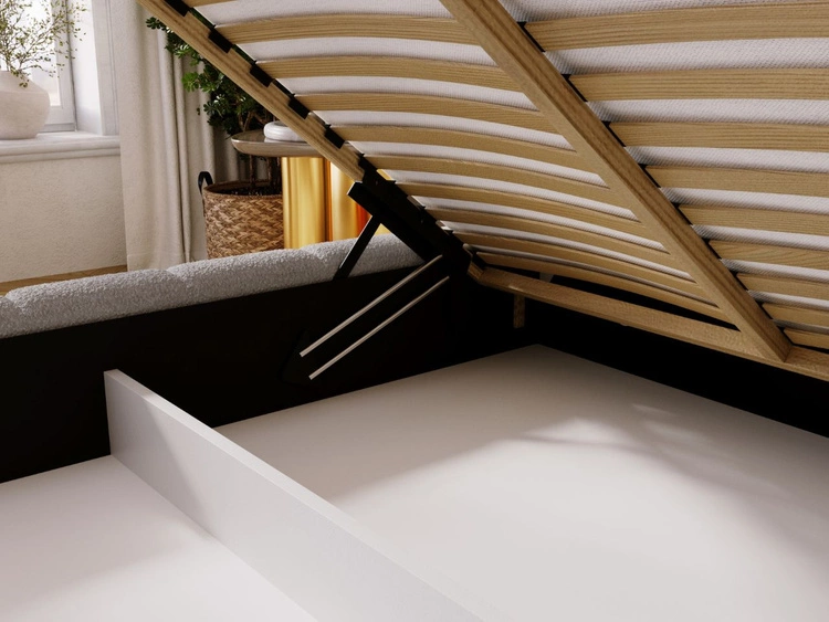 Polsterbett mit Bettkasten und Lattenrost 160x200 Alicante Boucle Grau