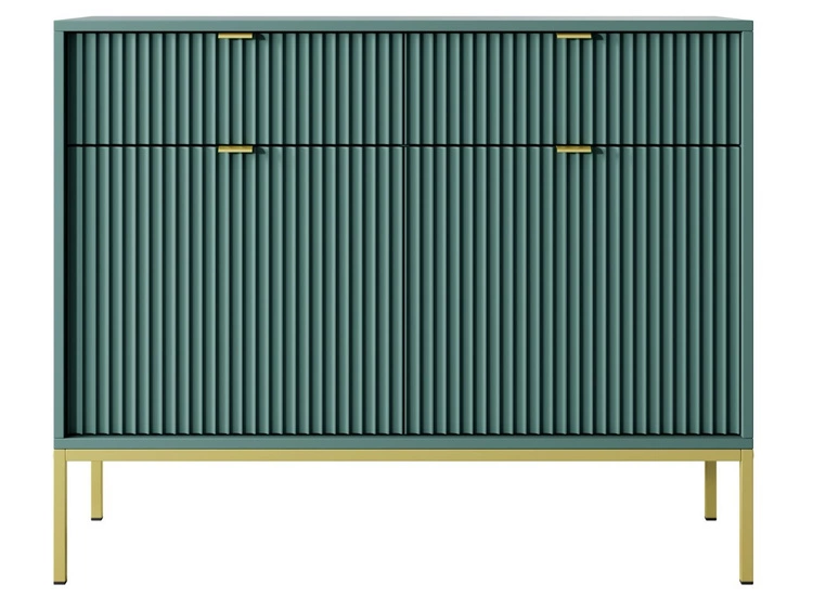 Kommode mit Türen und Schubladen Amber Grün, Gold Frame