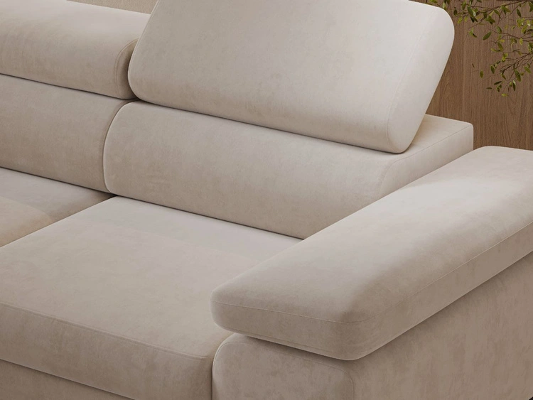 Ecksofa mit Schlaffunktion und Bettkasten Argon Links Beige