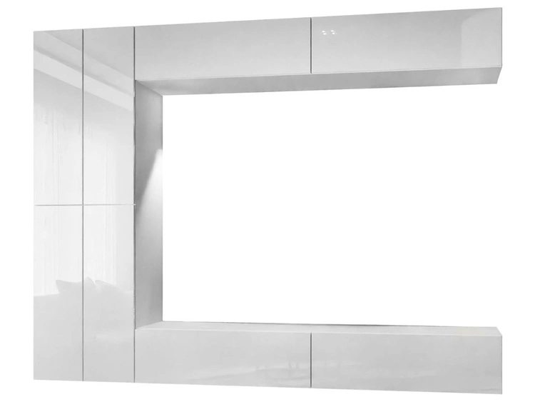 Hängende TV-Wohnwand mit LED-Beleuchtung für das Wohnzimmer Sorelle Weiß Hochglanz