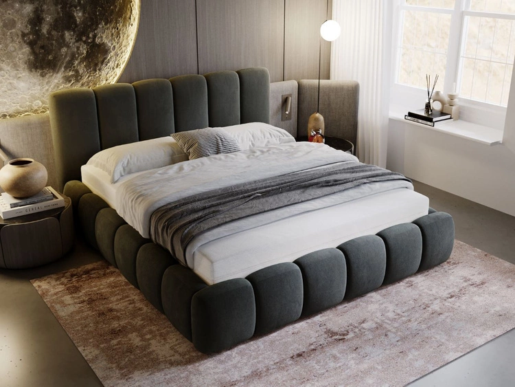 Polsterbett mit Bettkasten und Lattenrost 120x200 Cloud Dunkelgrau