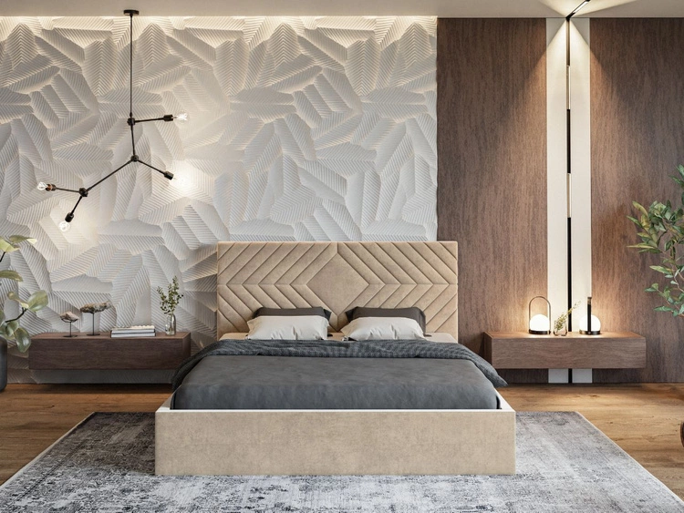 Polsterbett mit Bettkasten und Lattenrost 180x200 Loris Beige