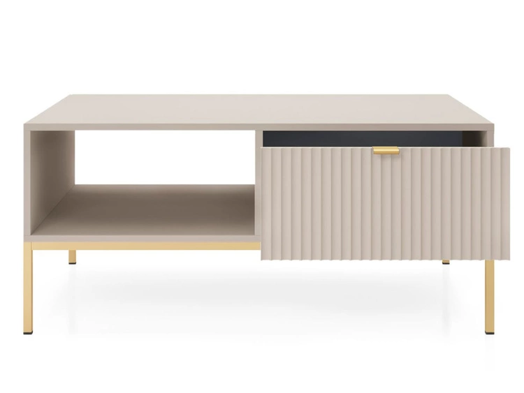 Wohnzimmerset Amber Kaschmir auf goldenen Beinen