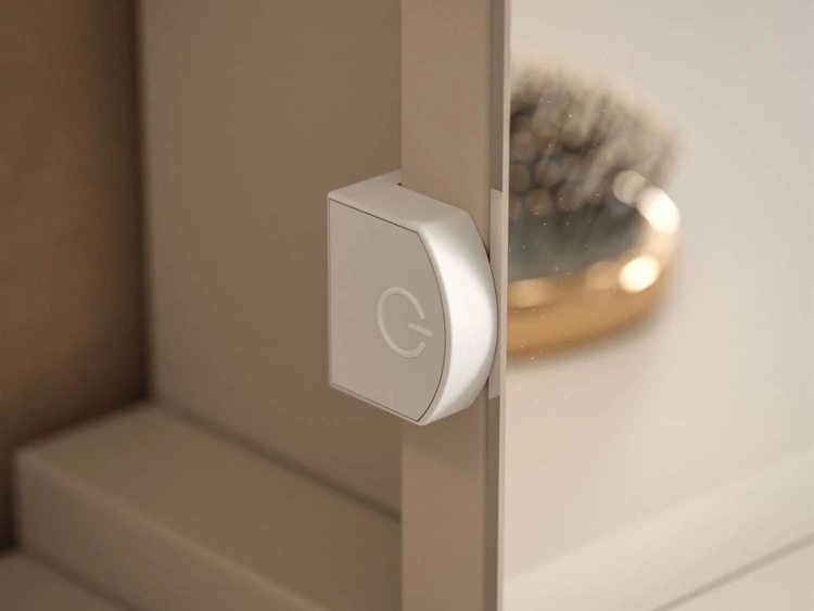 Breiter Schminktisch mit Spiegel, Schubladen und LED-Beleuchtung Melo Elite Kaschmir Hochglanz