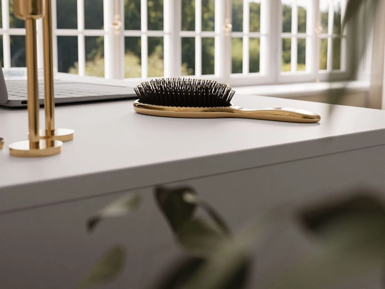 Schreibtisch mit fünf Schubladen Melo Weiß Hochglanz