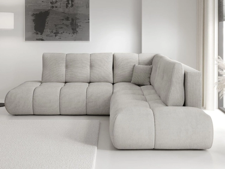 Ecksofa mit Schlaffunktion und Bettkasten Links Kair Hellgrau