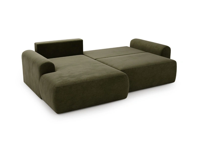 Ecksofa L-Form mit Schlaffunktion und Bettkasten Savana Links Grün