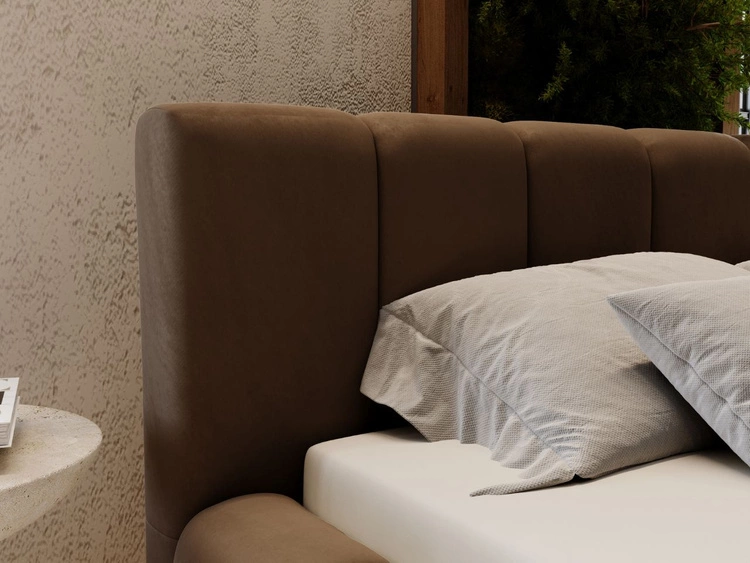 Polsterbett mit Bettkasten und Lattenrost 120x200 Split Braun