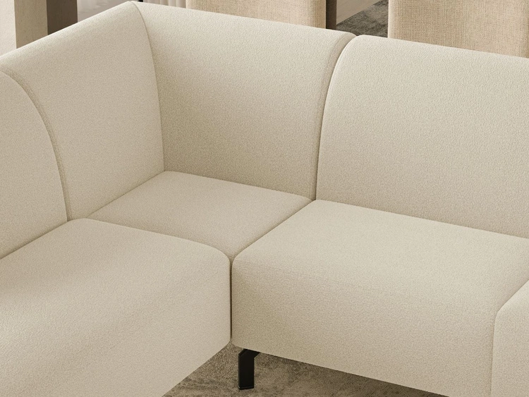 Ecksofa L-Form Links Regento Bouclé-Stoff Hellbeige