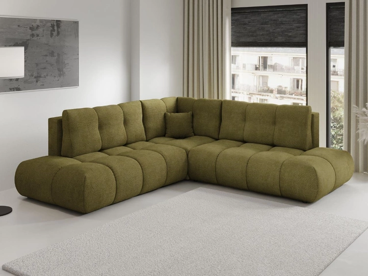 Ecksofa mit Schlaffunktion und Bettkasten Links Kair Grün