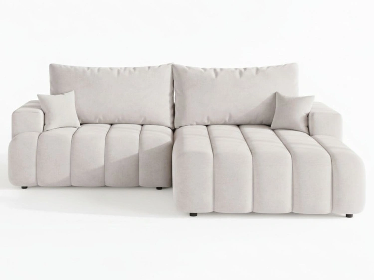 Ecksofa L-Form Rechts mit Schlaffunktion und Bettkasten Caleo Creme