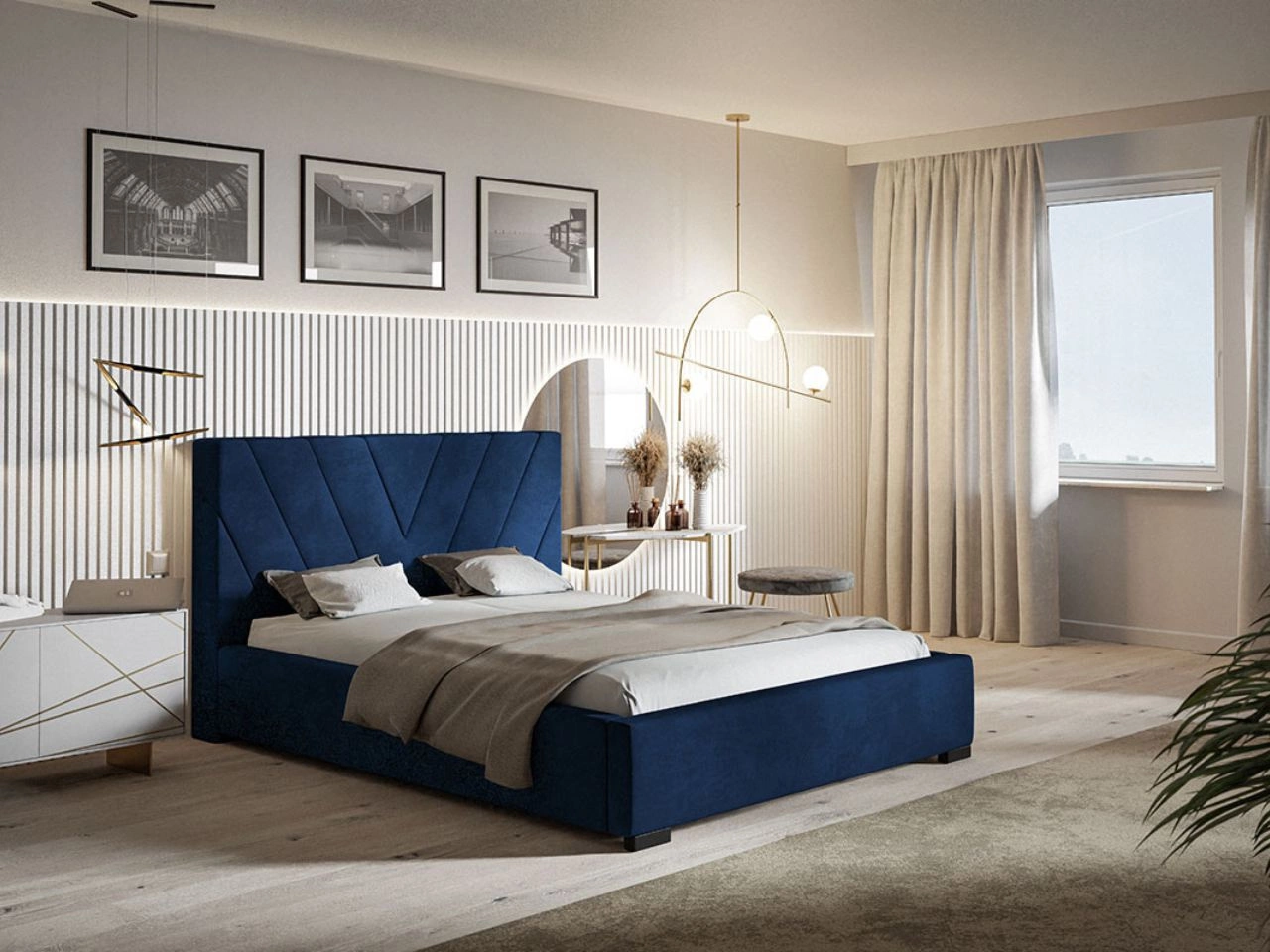 Polsterbett mit Bettkasten und Lattenrost 120x200 Tivoli Dunkelblau