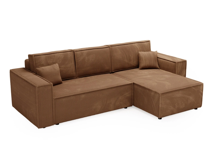 Ecksofa L-Form mit Schlaffunktion und Bettkasten Prato XL Braun