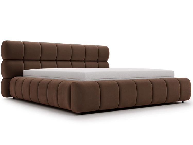 Polsterbett mit Bettkasten und Lattenrost 140x200 Mellow Braun