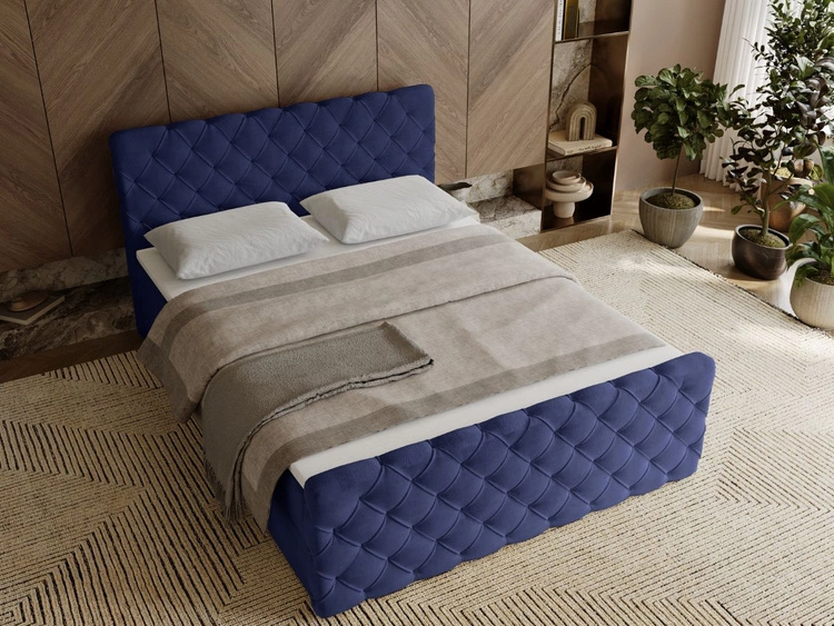 Boxspringbett mit Bettkasten 180x200 Lunaris Blau
